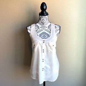 Cream Tank Top Blouse w Pockets/Buttons *2 for $5*